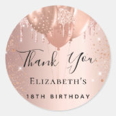 Sticker Rond Rose d'anniversaire parties scintillant blush or M (Devant)
