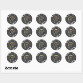 Sticker Rond Rose d'antiquités Black Gold Mariage (Feuille)