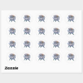 Sticker Rond Rose d'aquarelle bleu (Feuille)