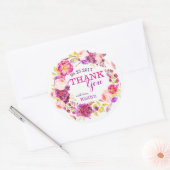 Sticker Rond Rose d'aquarelle Hydrangea Merci de couronne de fl (Enveloppe)
