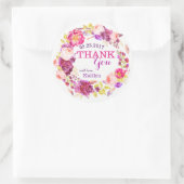 Sticker Rond Rose d'aquarelle Hydrangea Merci de couronne de fl (Sac)