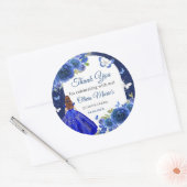 Sticker Rond Rose d'argent bleu Quinceanera Anniversaire (Enveloppe)
