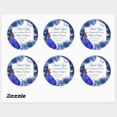 Sticker Rond Rose d'argent bleu Quinceanera Anniversaire (Feuille)