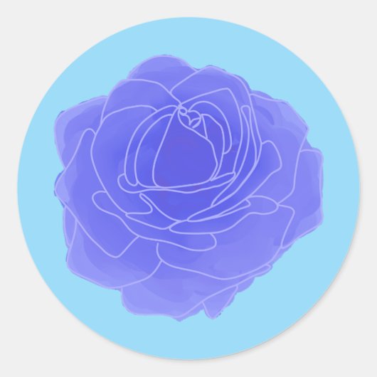 Sticker Rond Rose d'art pop bleu (Devant)