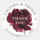 Sticker Rond Rose de Bourgogne | MARIAGE | MERCI (Devant)