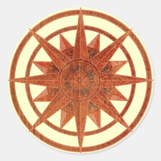 Sticker Rond Rose de boussole (Devant)