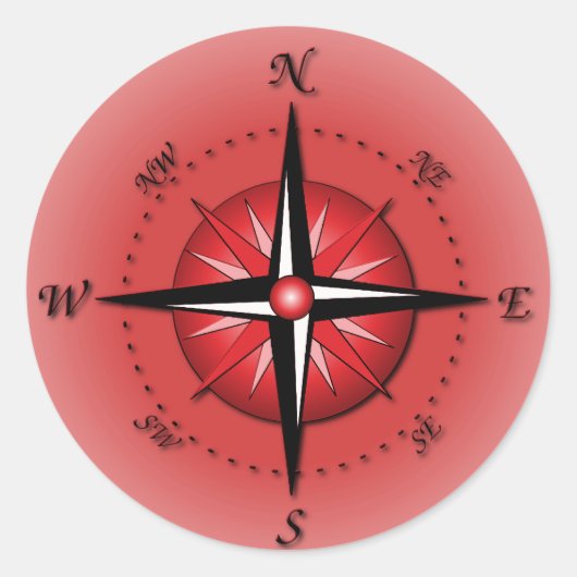 Sticker Rond Rose de boussole (Devant)