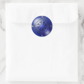 Sticker Rond Rose de boussole bleu (Sac)