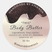 Sticker Rond Rose de café d'emballage de produit de gouttes de  (Devant)