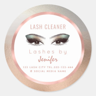 Sticker Rond Rose de feuille d'or maquillage yeux lashes nettoy