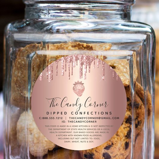 Sticker Rond Rose de fraise Gold Déchets de cuivre Confection l