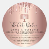 Sticker Rond Rose de gâteau or Parties scintillant de cuivre L (Devant)