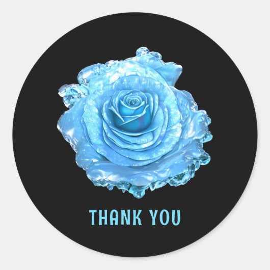 Sticker Rond Rose de glace bleu (Devant)