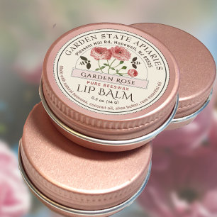 Sticker Rond Rose de jardin Beeswax Lip Balm avec Rose Flower B