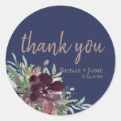 Sticker Rond Rose de la marine botanique moderne Gold Wedding F (Devant)