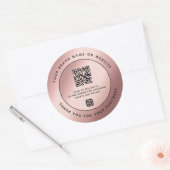 Sticker Rond Rose de luxe Merci métallique  QR Code (Enveloppe)