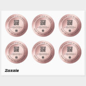 Sticker Rond Rose de luxe Merci métallique  QR Code (Feuille)
