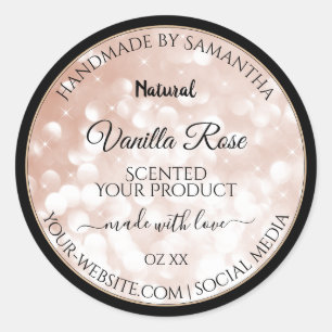 Sticker Rond Rose de luxe Parties scintillant or produits embal