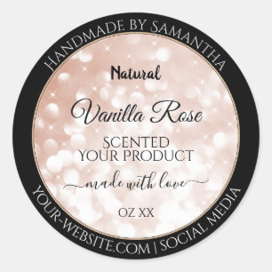 Sticker Rond Rose de luxe Parties scintillant or produits embal