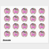 Sticker Rond Rose de maquillage Lipgloss (Feuille)