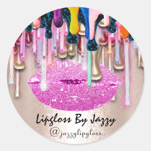 Sticker Rond Rose de maquillage Lipgloss (Devant)