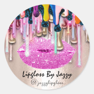 Sticker Rond Rose de maquillage Lipgloss