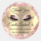 Sticker Rond Rose de maquillage Merci Lash (Devant)