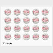 Sticker Rond Rose de script Lumières d'argent or "Hello Beautit (Feuille)