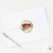 Sticker Rond Rose de tatouage Rockabilly Enregistrer la date Ma (Enveloppe)