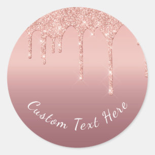 Sticker Rond Rose de texte personnalisé Parties scintillant d'é
