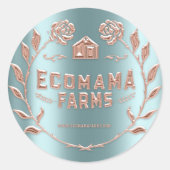 Sticker Rond Rose d'échantillon du test de la Monnaie Turquoise (Devant)