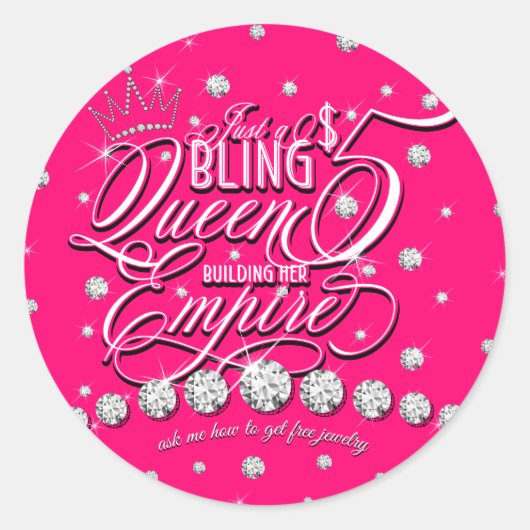 Sticker Rond Rose Demande-moi comment obtenir des bijoux de cou (Devant)