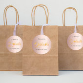 Sticker Rond Rose diplômé or nom casquette élégant