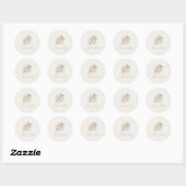 Sticker Rond Rose d'ivoire « Merci » Mariage (Feuille)