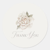 Sticker Rond Rose d'ivoire « Merci » Mariage (Devant)