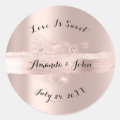 Sticker Rond Rose d'or griffes Enregistrer la date L'amour est  (Devant)