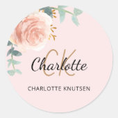 Sticker Rond Rose dorée florale eucalyptus remerciement rose pê (Devant)