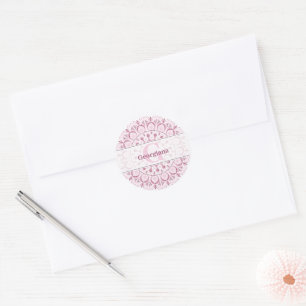 Sticker Rond Rose Dusky Personnalisé Confetti Lace Dot Mandala