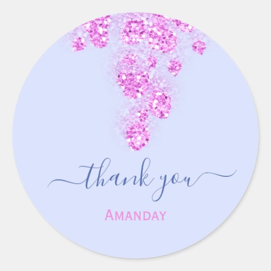 Sticker Rond Rose Dusty Bleu Parties scintillant nuptiale Sweet (Devant)