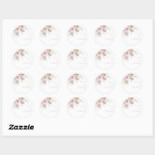 Sticker Rond Rose Dusty moderne et Mariage Rose Blush (Feuille)