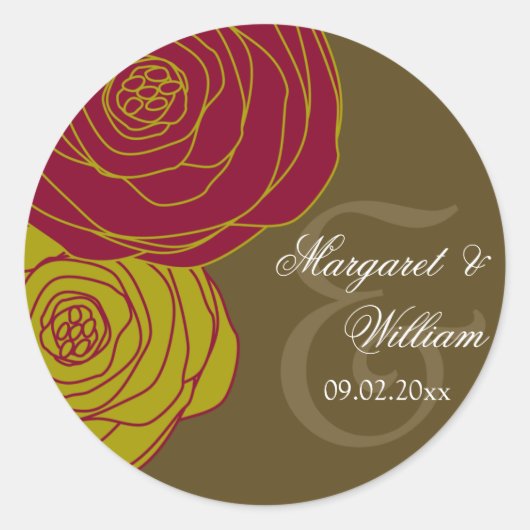 Sticker Rond Rose élégant (Devant)