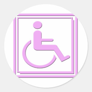 Sticker Rond Rose élégant handicapé de symbole
