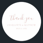 Sticker rond Rose élégant Merci or Mariage<br><div class="desc">Autocollant mariage de calligraphie</div>