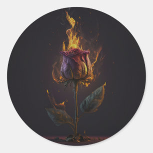 Sticker Rond rose en feu