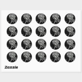Sticker Rond Rose en noir (Feuille)