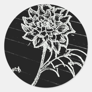 Sticker Rond Rose en noir