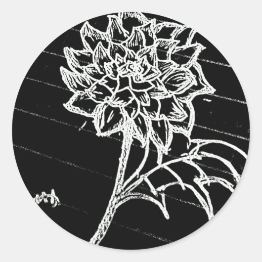 Sticker Rond Rose en noir (Devant)