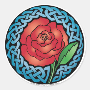Sticker Rond Rose en verre feutré celtique