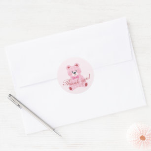 Sticker Rond Rose En vichy Teddy