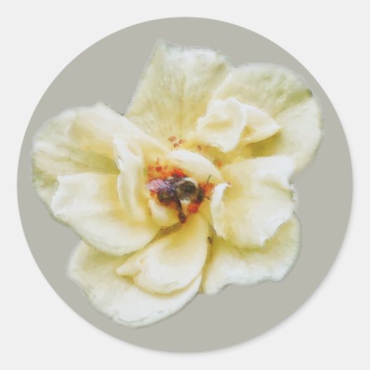 Sticker Rond Rose et abeille (Devant)